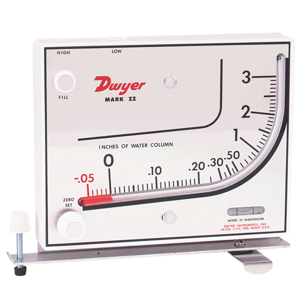 Dwyer Stationary Molded Plastic Manometer, Series Mark II